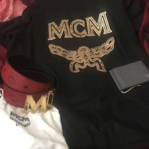 MCM shirt, Belt, and Wallet